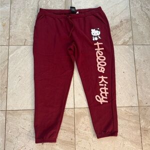 Sanrio Hello Kitty Maroon Jogger pants women's size XXL GREAT CONDITION